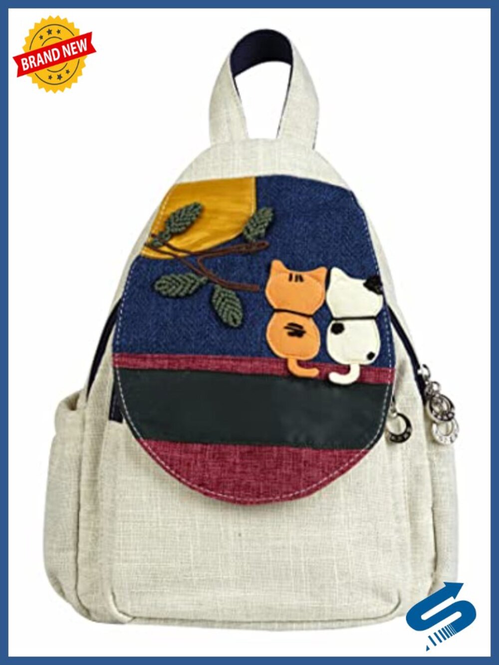 Canvas Convertible Backpack Purse - Boho Embroidered Tapestry Bag